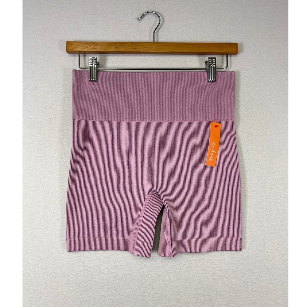 NWT‎ Colsie Women L Mauve Purple Ribbed Seamless High Waist Shorts